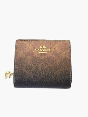 Coach CEC36 Snap Wallet Ombre Signature Brown Small Clutch